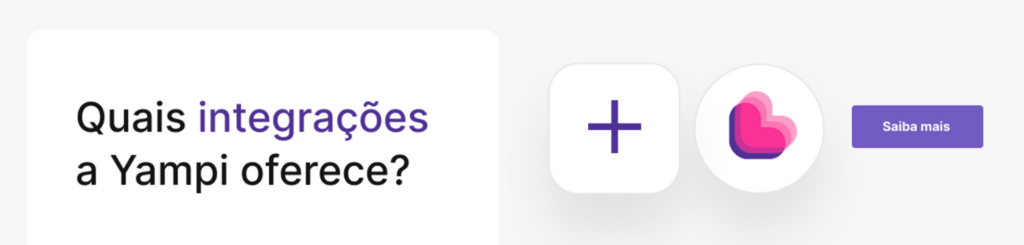 Botão para conhecer as integrações da Yampi