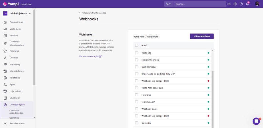 Integrar webhook com ERP na Yampi