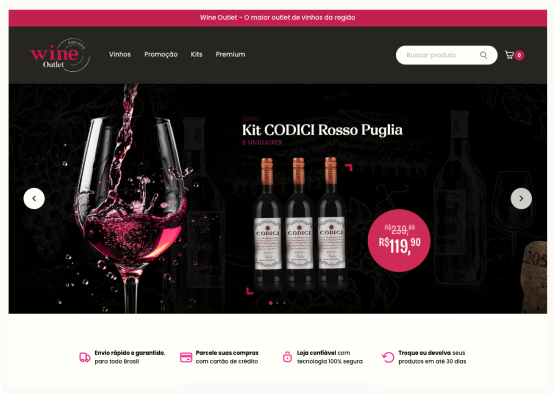 Screenshot do website Wine Outlet